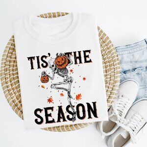 Tis The Season Pumpkin Skeleton Halloween Spooky Season Fan Gift T-shirt 05
